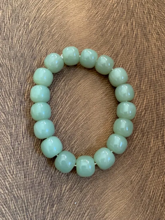 天然和田玉手串绿色老型单圈简约精美素圈百搭女士国风