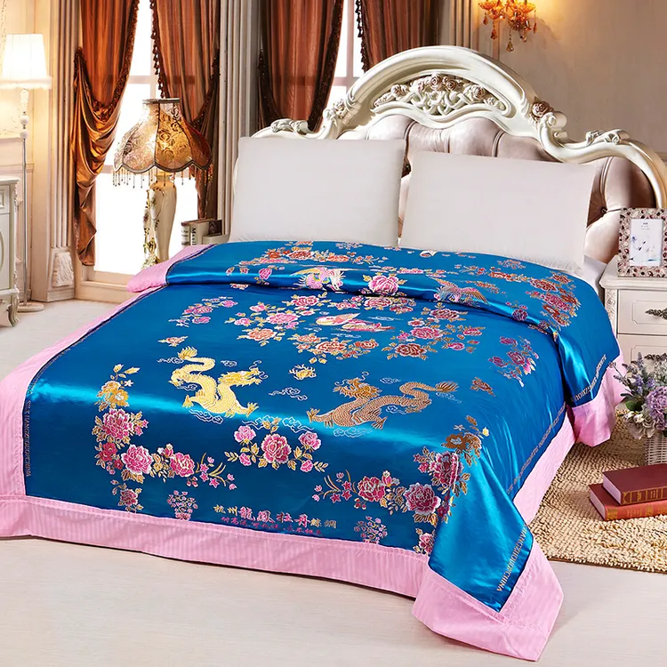 【被套】湖蓝龙凤鸳鸯被套一个（四周拉链全脱卸设计）