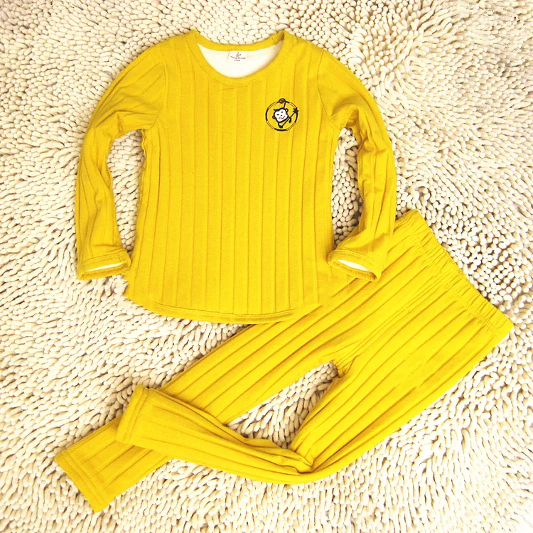 儿童加绒保暖内衣套装男童女童宝宝加绒双层修身家居服上衣裤子