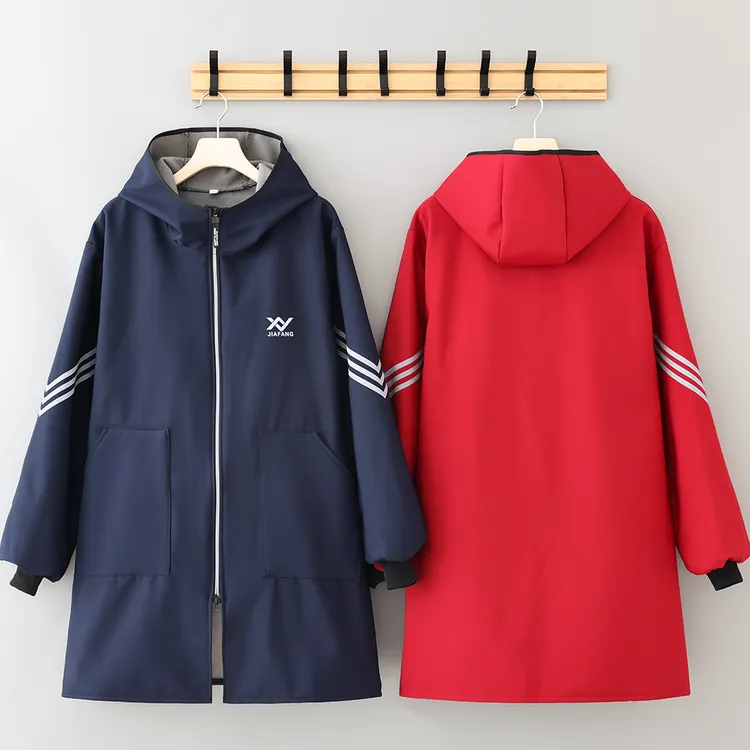 2025秋冬加厚长袖围裙保暖罩衣松驰感工作服防寒蓄热外套男女同款