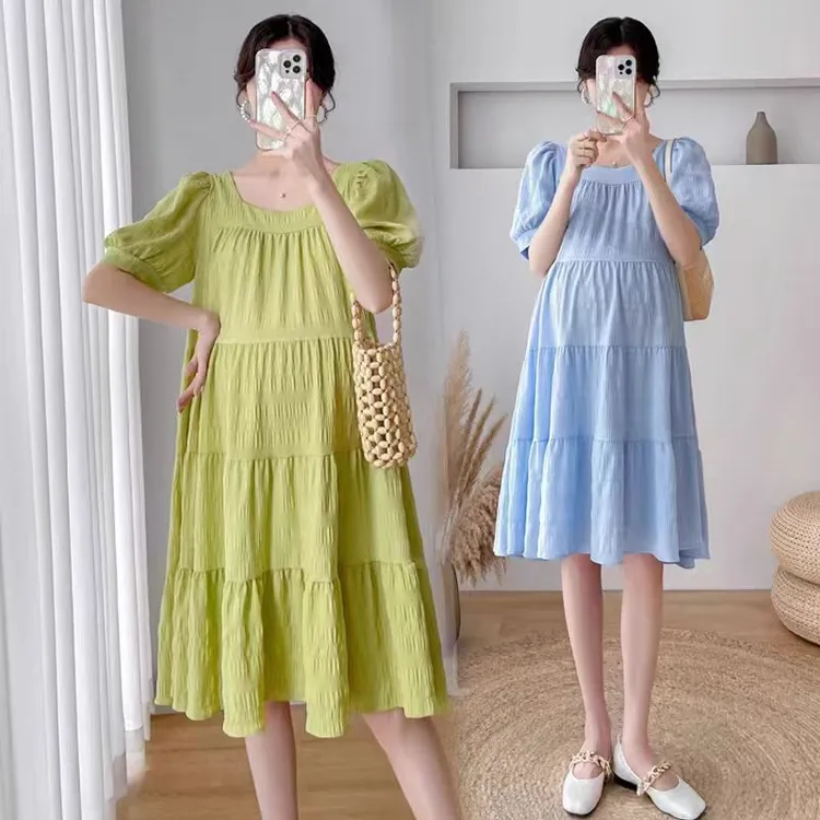 孕妇大码连衣裙夏装2025新款时尚洋气宽松遮肚外出小个子孕期裙子