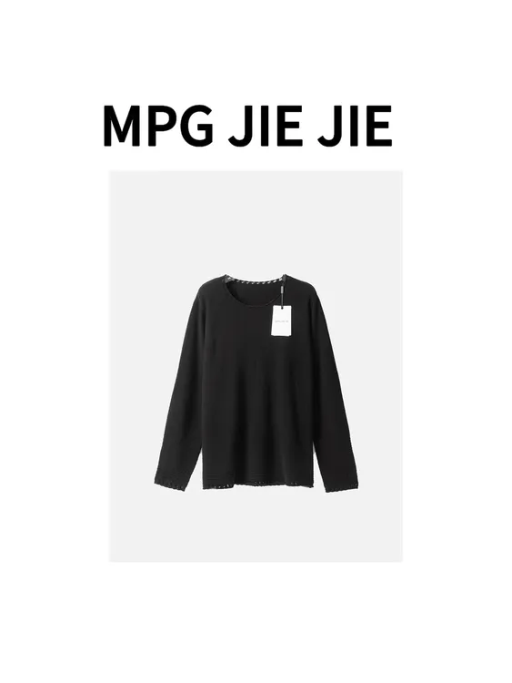 MPG JIEJIE【雾漫】秋冬大码长袖时尚休闲百搭简约拼接宽松毛针织衫