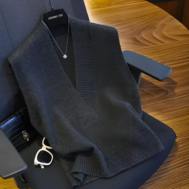 宽松慵懒型马甲V领透气纯色法式春季上衣简约外穿女装洋气衣服女