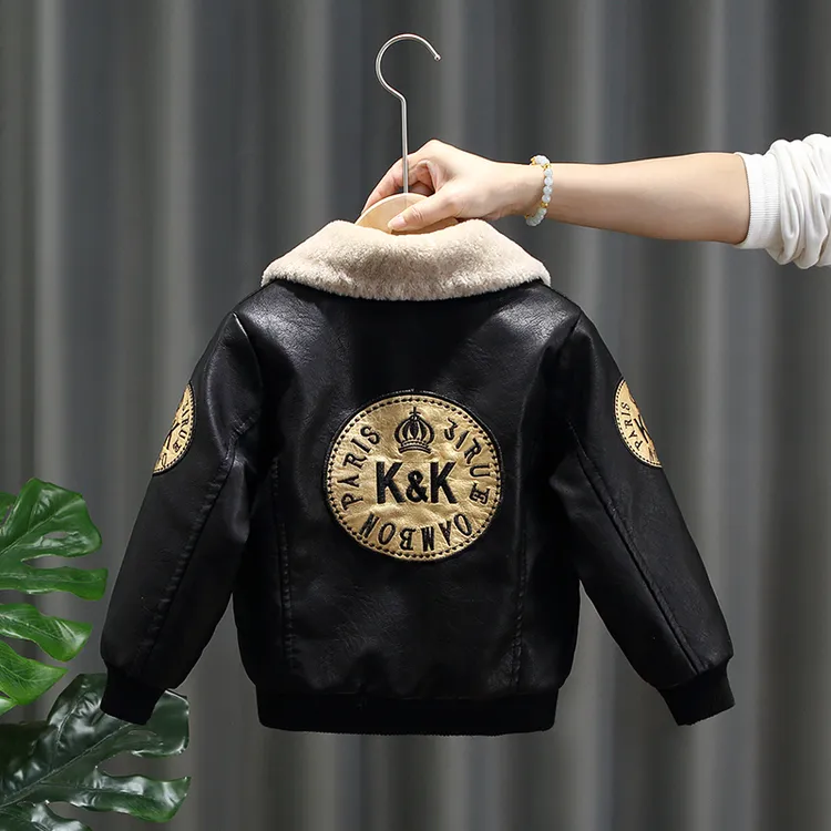 童装男童皮衣冬装2025新款儿童加绒外套2加厚3秋冬5夹克6洋气7岁4