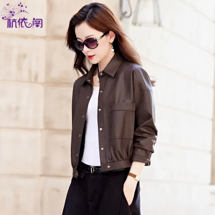 皮衣外套女2025新款春秋冬小个子短款气质休闲美拉德PU皮机车夹克