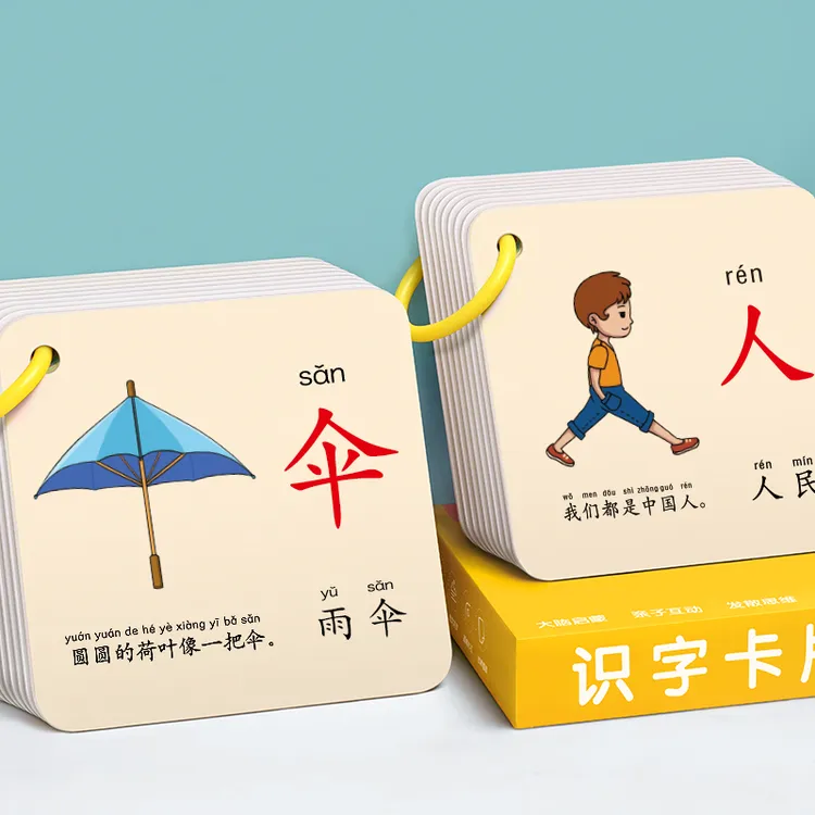 幼儿园识字卡片3000字宝宝看图认字儿童象形汉字早教闪卡全套LZ