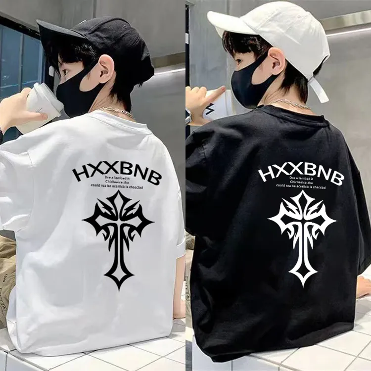 纯棉t恤新款短袖简约上衣2024新款夏季男孩半袖丅恤