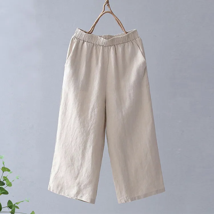 七分女夏季薄款中国风裤子女装宽松显瘦女款小个子直筒休闲裤女