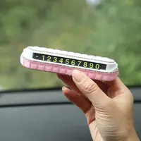 汽车用临时停车号码牌男女士用车载创意车内移挪车电话牌镶钻摆件
