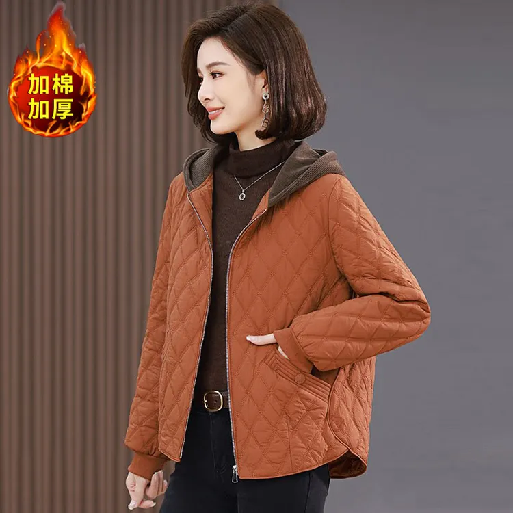 轻薄棉衣外套女2025秋冬新款时尚休闲短款棉服中年妈妈夹克女上衣