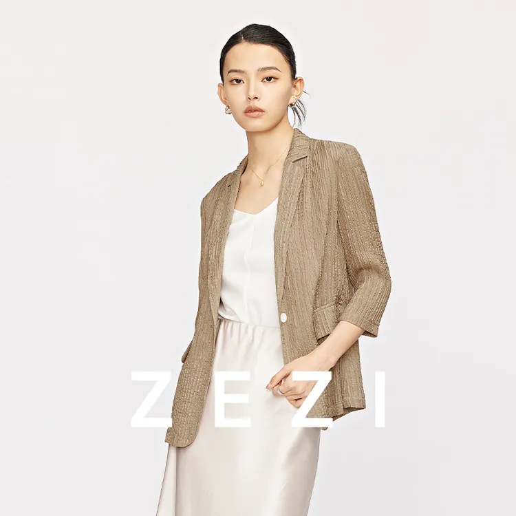 ZEZI桑蚕丝轻薄西装弹力舒适西服休闲外套春夏新款时尚通勤西装女