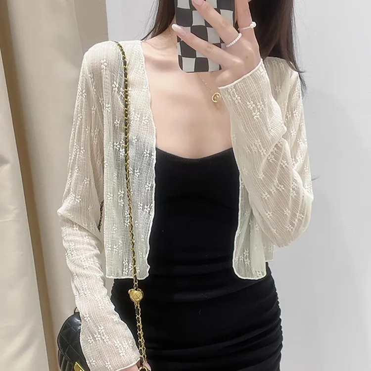 配吊带裙蕾丝防晒开衫女薄款空调罩衫春夏2025新款网纱披肩小外套
