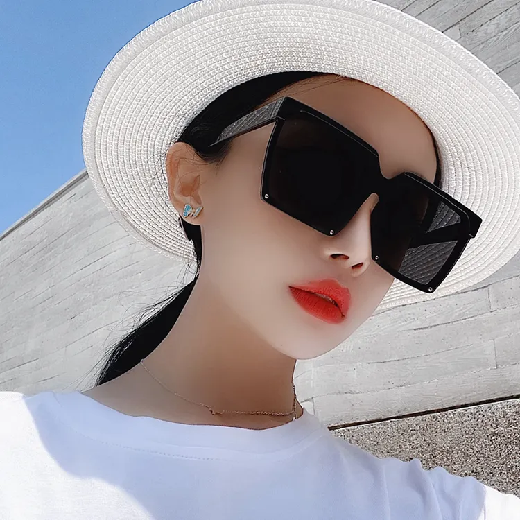 网红超大四方框方形遮脸显瘦全框墨镜女韩版个性偏光太阳镜潮