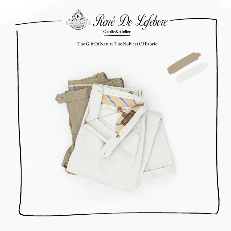 René De Lefebvre高定四季款男士直筒百搭九分休闲裤休闲裤棉裤子