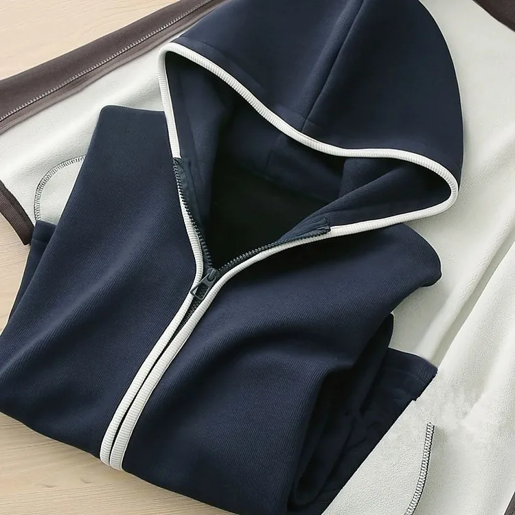 HONG JIA LIN/虹嘉琳韩版休闲大码修身卫衣外套收腰运动开衫连帽