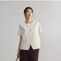 独束微胖M大码女装显瘦休闲背心马夹简约宽松马甲外套女23DY83163