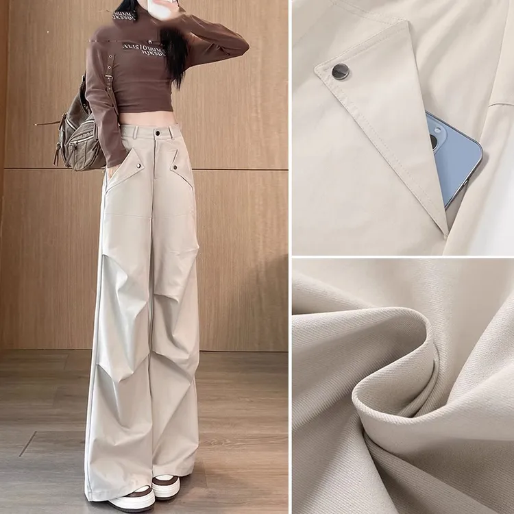 美式工装裤女2025春秋新款冬款加绒高腰显瘦阔腿运动直筒休闲裤子