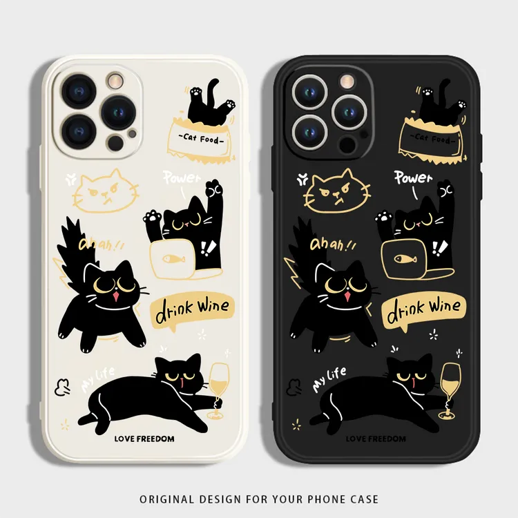 暴躁黑猫适用iphone16苹果15手机壳小米OPPO华为VIVO荣耀一加硅胶