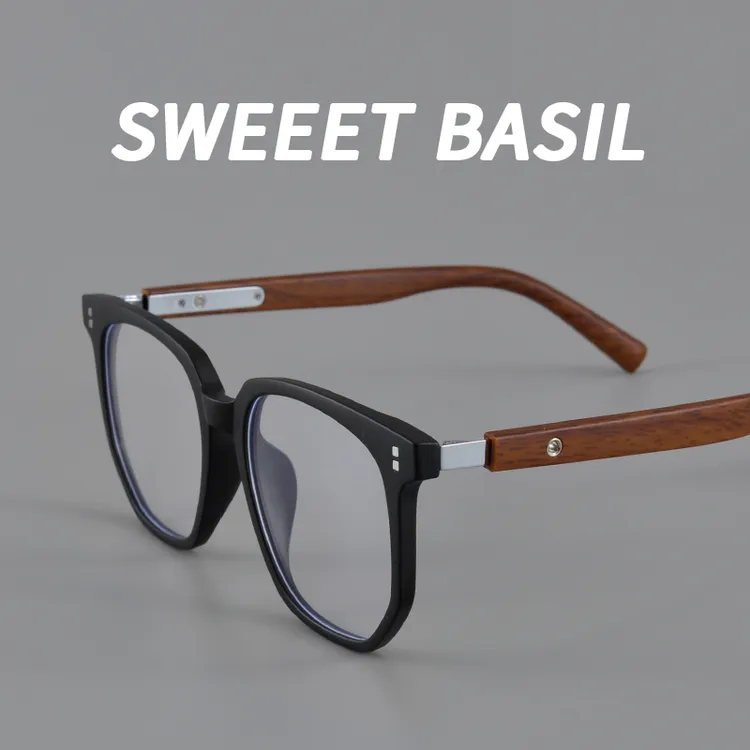 Sweet basil/紫淑超轻tr90木纹腿眼镜框大框复古近视散光变色镜