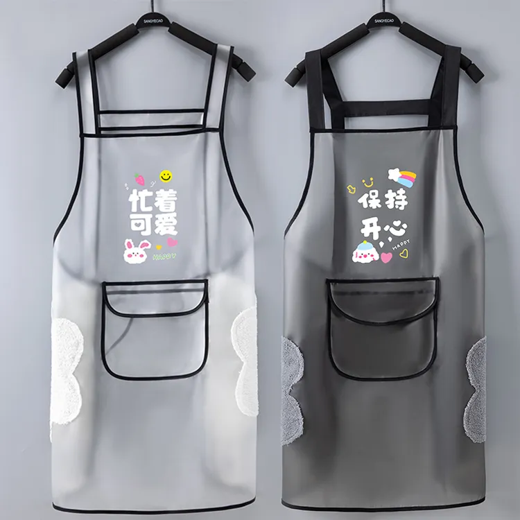 可定制防水半透明TPU围裙饭店上班厨房防油围腰款免洗工作服狮娇