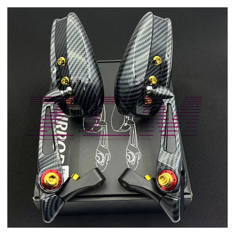 AOS4碳纤维水转印九号铃木踏板电动车后视镜通用型反光镜蓝光紫镜