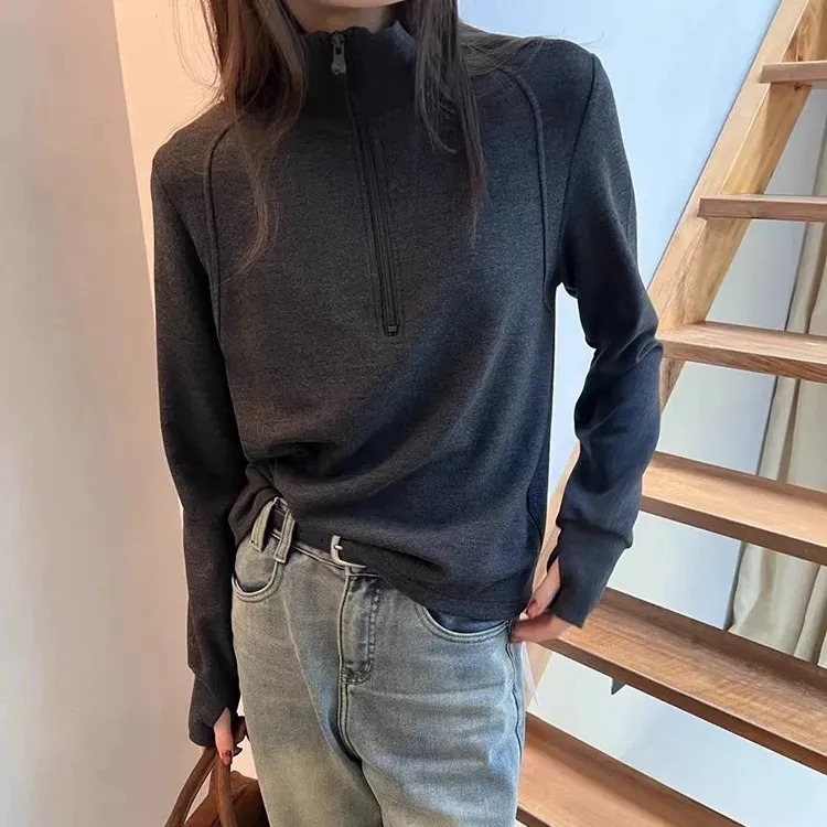 「自发热 双面澳绒」立领半拉链内搭打底衫 秋冬保暖百搭卫衣T098