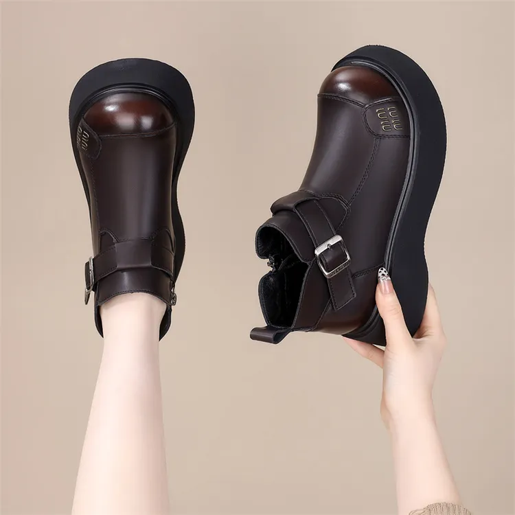 勃肯鞋一脚蹬加绒加厚复古厚底时尚百搭英伦风洋气懒人棉鞋冬季