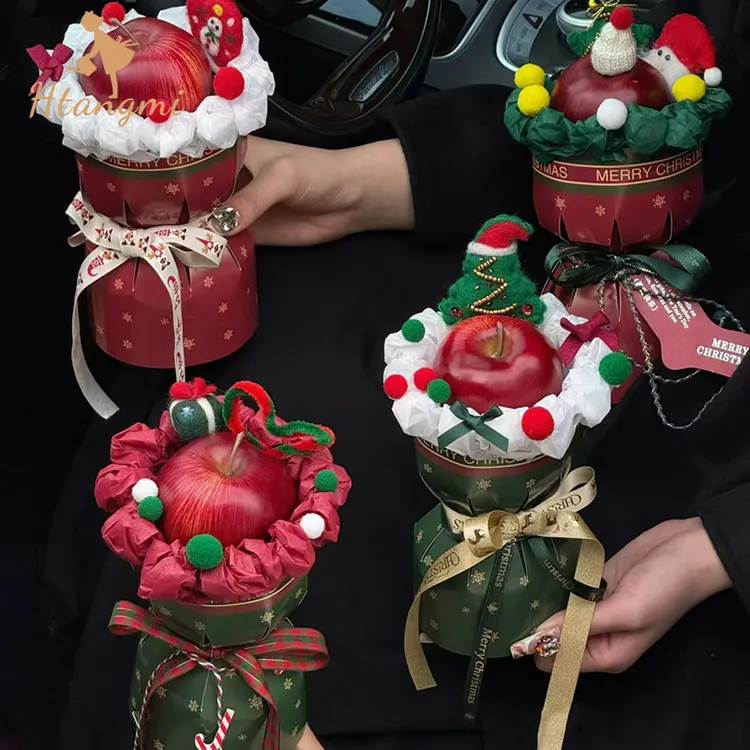 【汉唐美】圣诞节迷你定型片苹果花束包装材料手工DIY送女友闺蜜