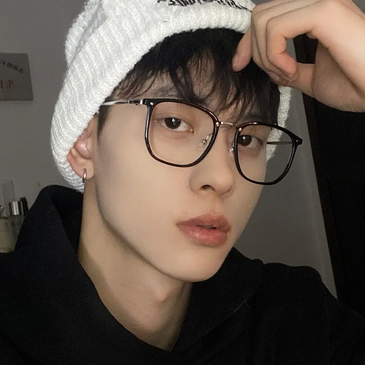 男士潮流眼镜高级感黑色框近视眼睛复古男女款平光大框镜韩版网红
