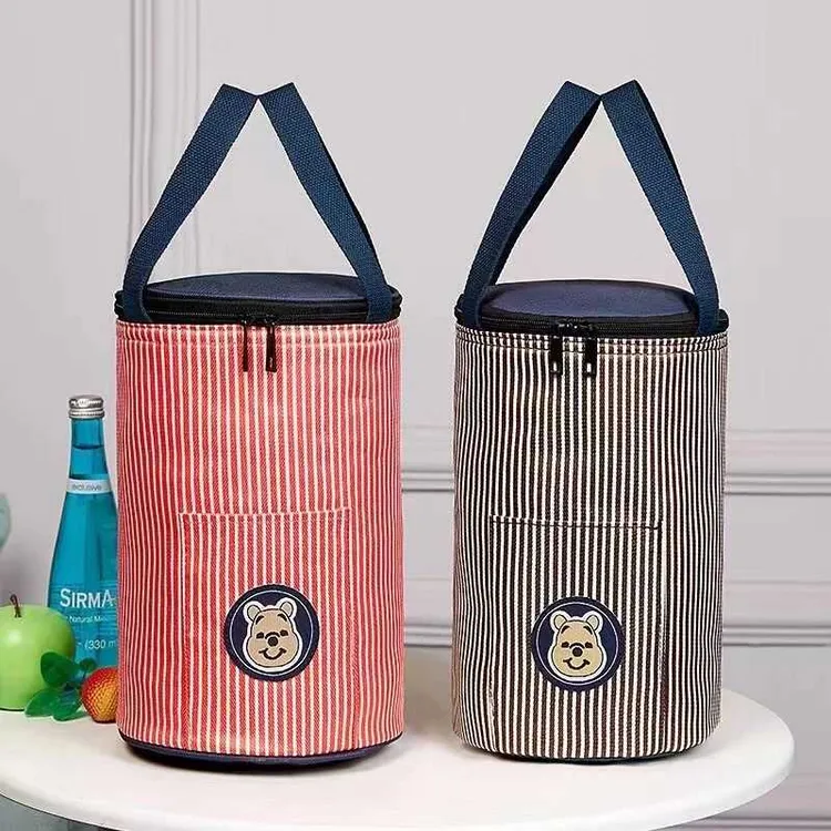 圆形保温饭盒袋大号铝箔便当包加厚大容量学生防水手提保温桶袋子