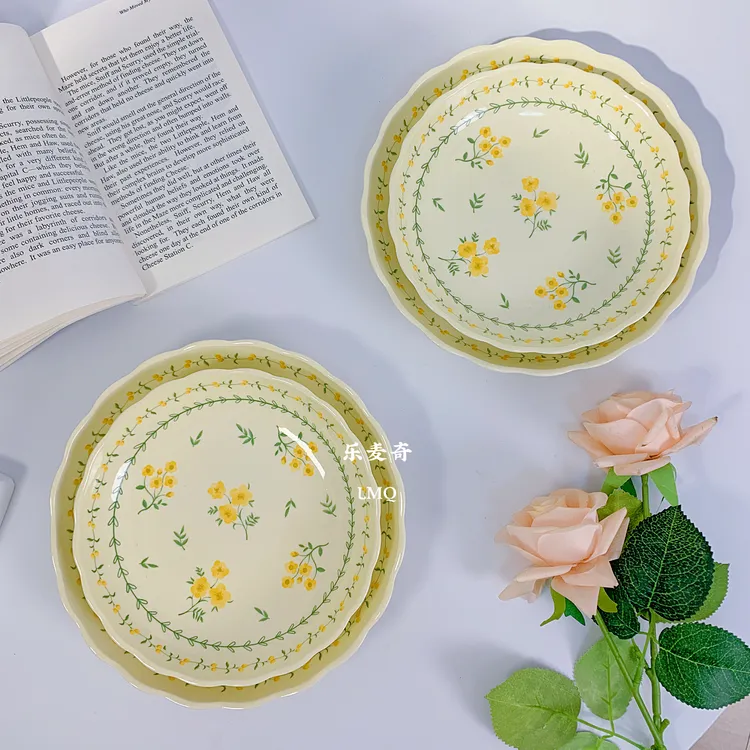 陶瓷菜盘家用饭菜盘高颜值小清新ins风碗盘餐具网红2025新款餐盘