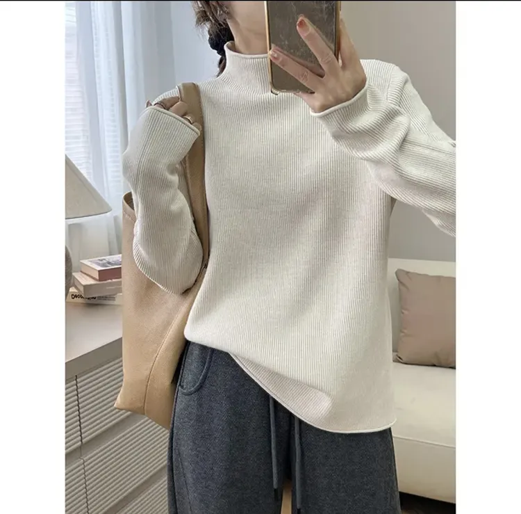 大码女装胖MM秋冬款保暖高弹力显瘦打底内搭毛衣6018