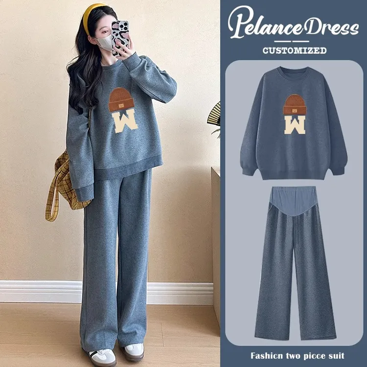 孕妇秋装套装2025新款时尚秋冬季孕期穿搭洋气时髦上衣裤子两件套