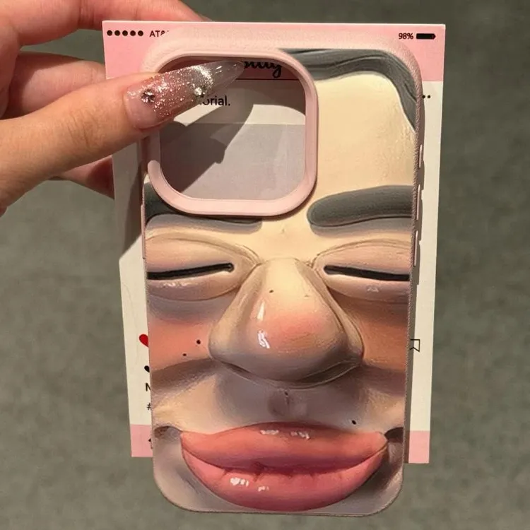 香肠嘴小丑荔枝纹适用苹果16手机壳小米15华为荣耀oppo防摔vivo