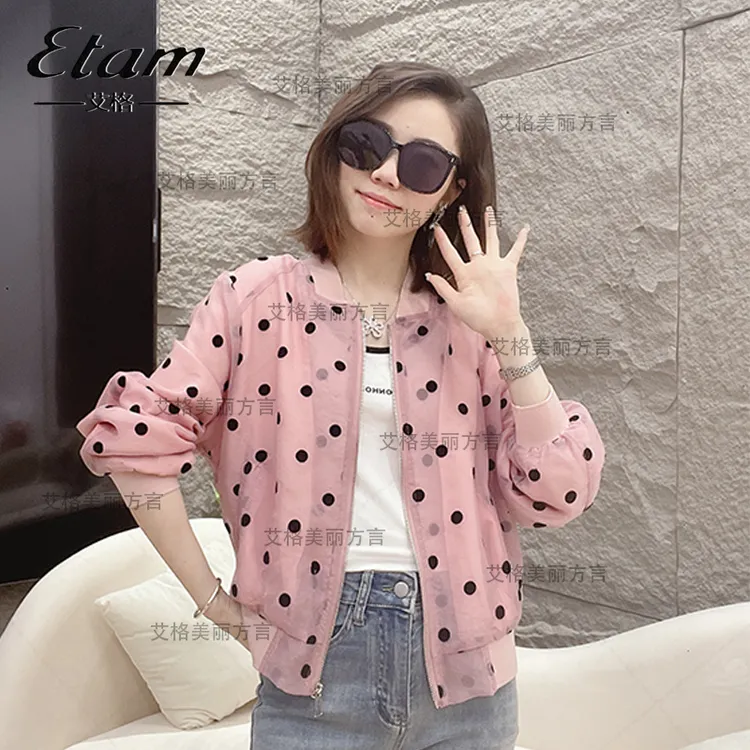 Etam/艾格宝藏衣橱刺绣蕾丝棒球服女春夏上衣螺纹收口休闲短外套