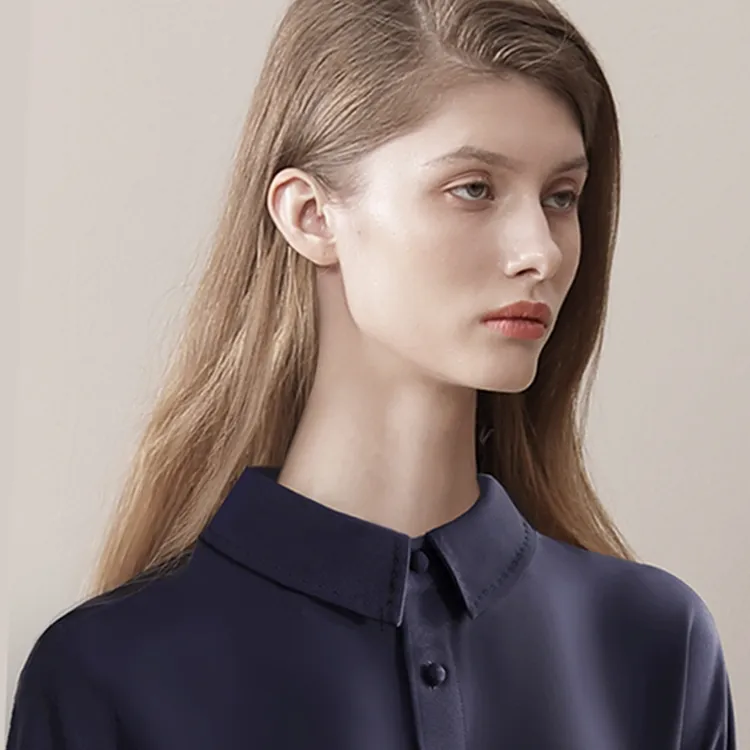 30姆米气质方领重磅真丝衬衫女长袖时尚秋冬桑蚕丝衬衣纯色新款