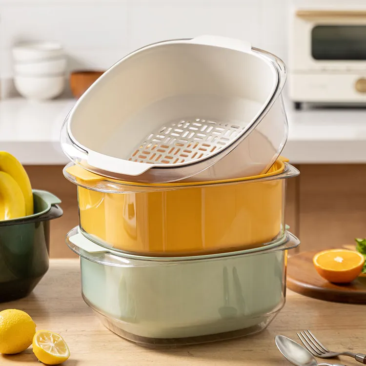摩登主妇高颜值厨具洗菜沥水篮厨房双层洗菜篮子淘菜盆客厅水果盘