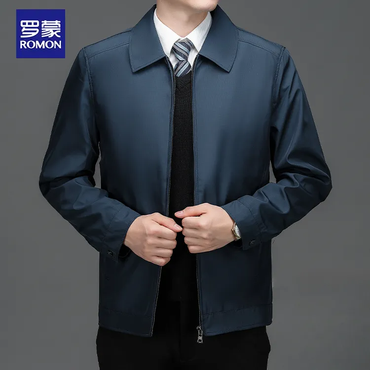 罗蒙行政夹克男秋季新防水翻领外套男士商务休闲衣服户外夹克衫