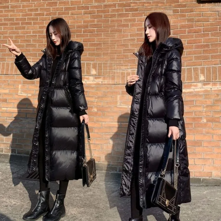 【908】冬季新款网红爆款黑色棉服女过膝长款韩版大码显瘦棉衣外套