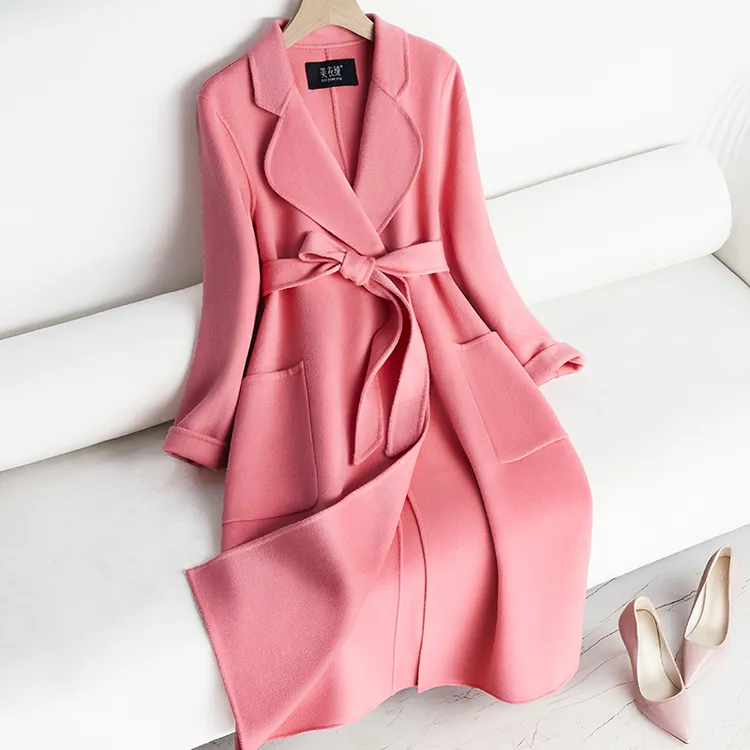 秋冬双面羊毛大衣女中长款过膝2025新款修身高端羊毛气质时尚外套