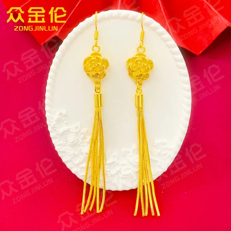 众金伦 铜合金耳饰 经典时尚款【蛇骨流苏玫瑰耳钩】