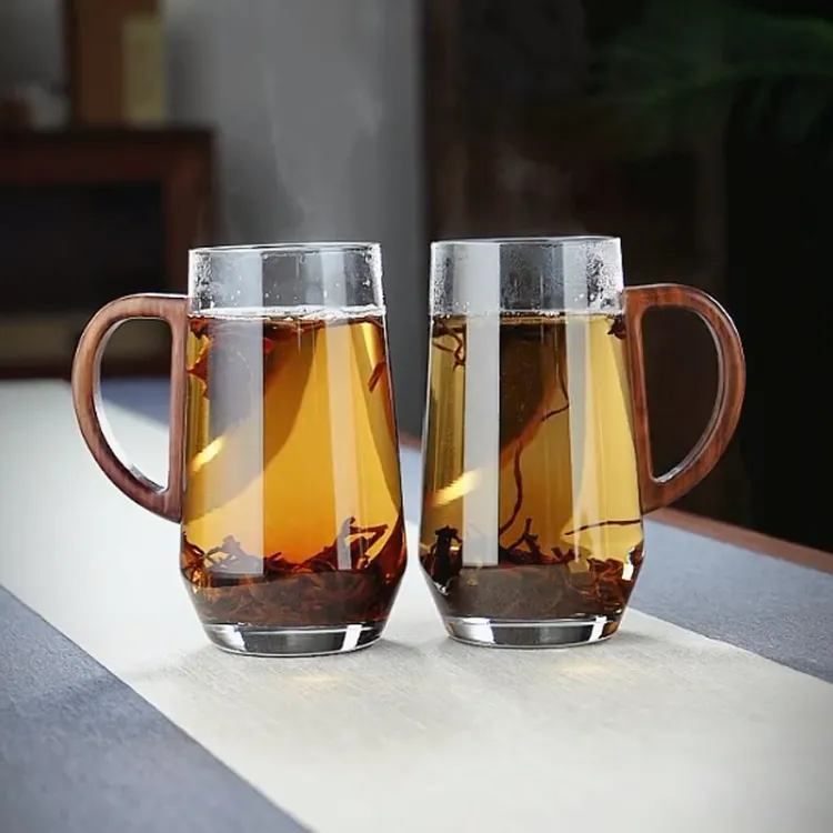 日式绿茶杯男士玻璃泡绿茶专用创意家用水杯网红透明大容量喝水杯