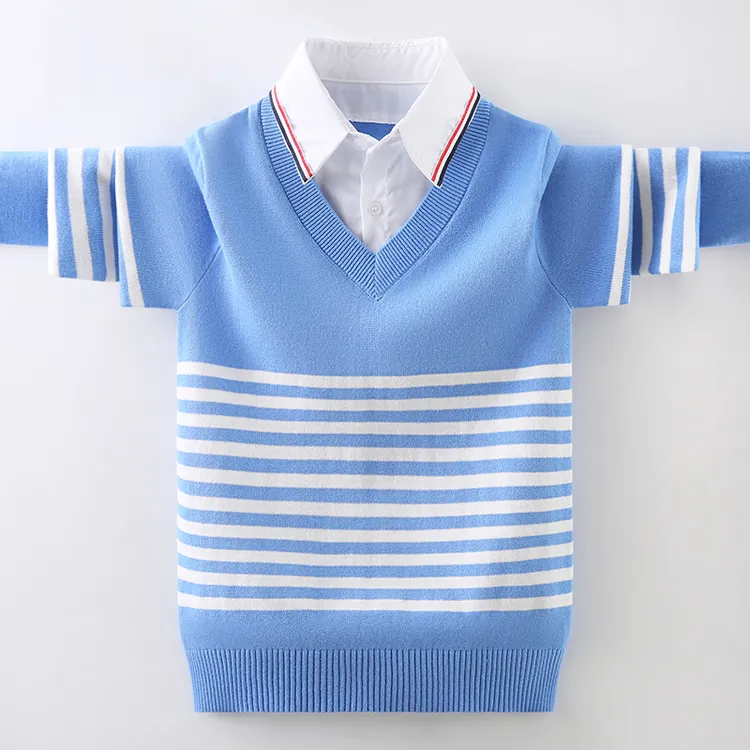 儿童毛衣6-12岁假两件薄款打底衫2025春秋装新款中大童内搭衫洋气