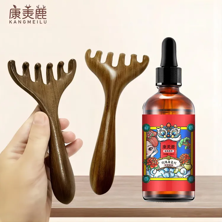 【现货速发】檀木鹿角梳头部经络按摩梳头部按摩器梳家用便携经络梳