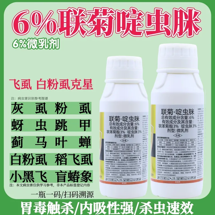 联菊啶虫脒白粉虱专用杀虫剂蚜虫飞虱粉虱跳甲果树蔬菜花卉用药