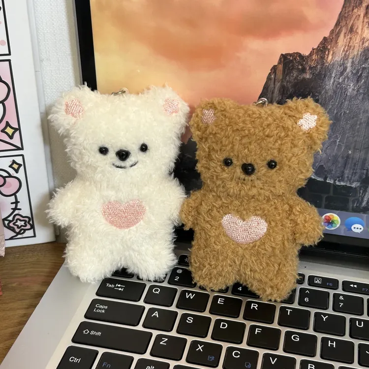 【重生】爱心玩偶小熊毛绒粉色卡通可爱ins棕熊白熊全包手机饰品ai