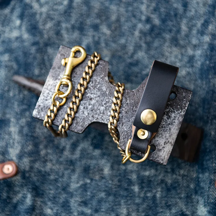 山岩 美国霍尔文Vintage阿美咔叽日式机车财布链 钥匙扣黄铜链