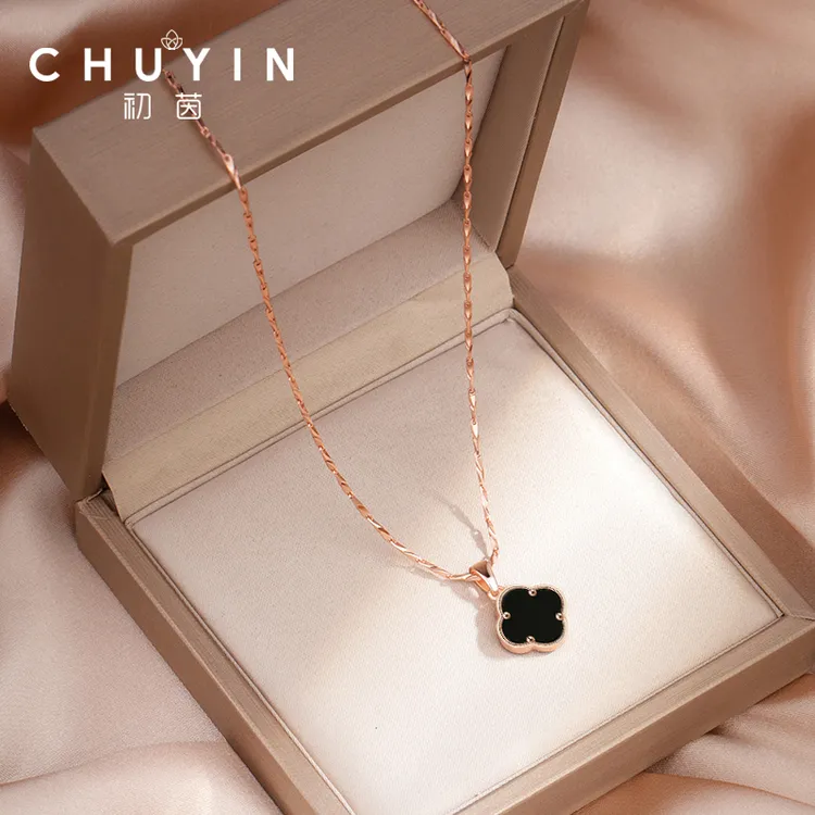 坠链均足银 999纯银项链女款四叶草锁骨吊坠七夕情人节礼物送女友