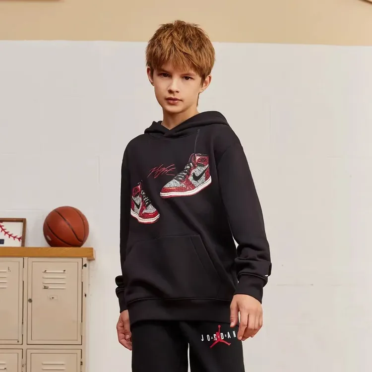 【官方旗舰】AIRJDORDAN秋冬休闲运动童装卫衣男童加绒连帽卫衣C393