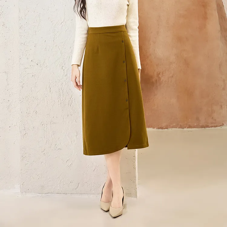 秋冬洋气a字半身裙女款高腰显瘦中长时尚复古百搭裙子连衣裙